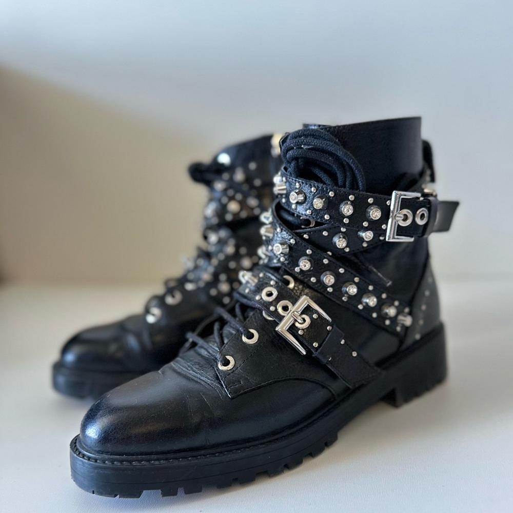 ZARA gem studded ankle boots - genuine leather